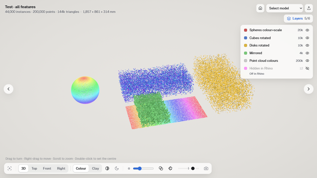 The 3D viewer showing the result